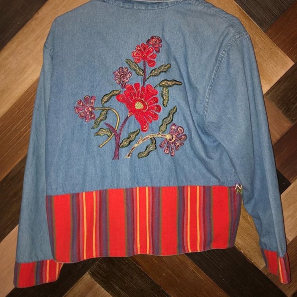 embroidered jean shirt